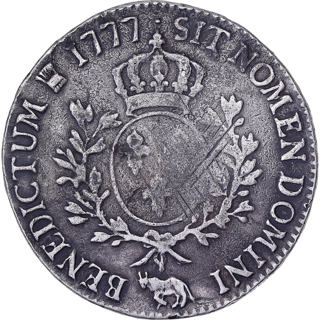 Francia, Louis XVI, Ecu aux branches d'olivier, 1777, Pau, Argento, MB+