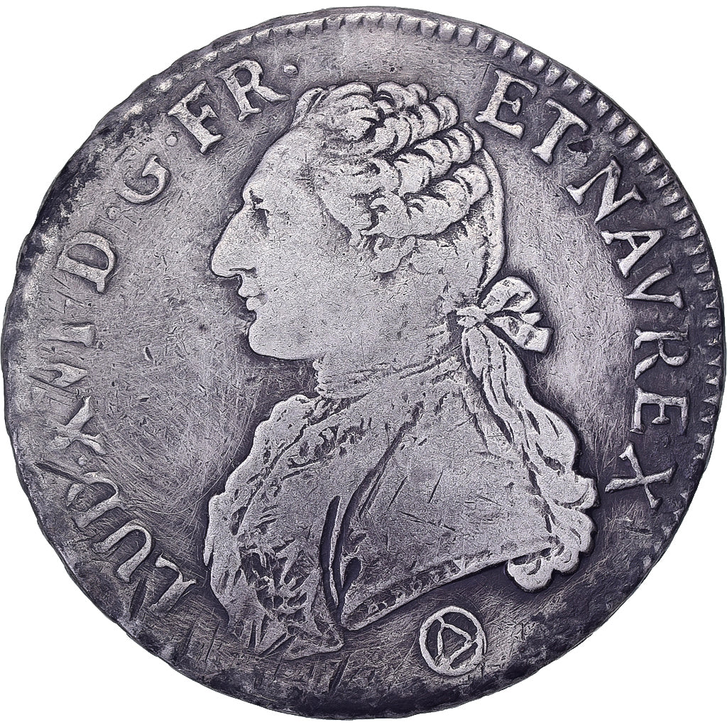 France, Louis XVI, Ecu aux branches d'olivier, 1776, Perpignan, Silver