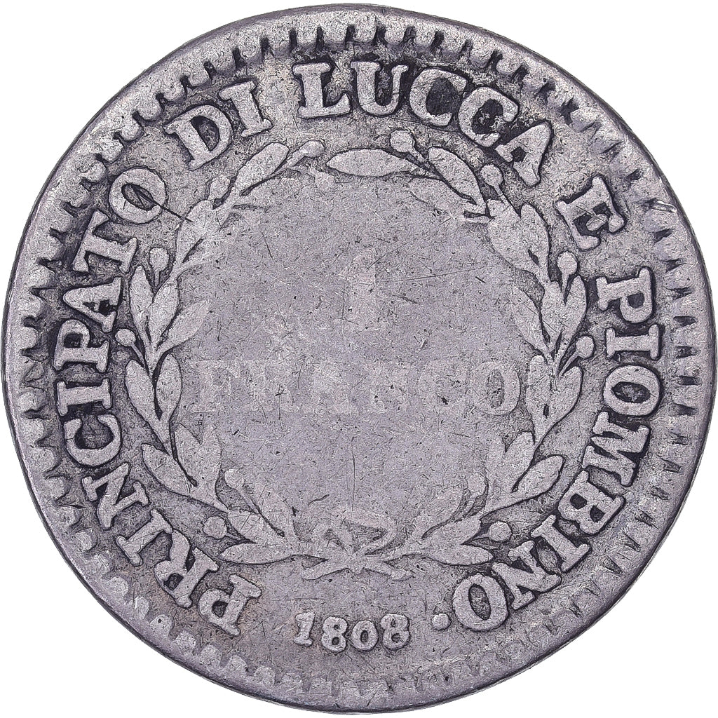 Principauté de Lucques et Piombino, Felix et Elisa, 1 Franco, 1808, Argent, B+