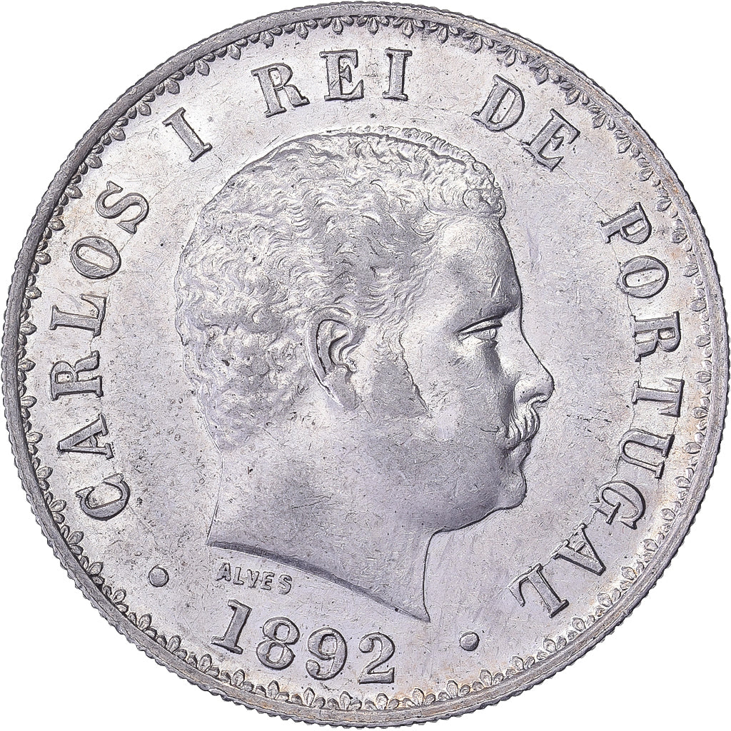 Portugal, Carlos I, 500 Reis, 1892, Lisbon, Silver, MS(60-62)