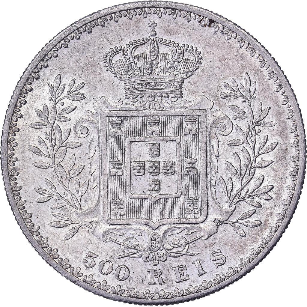 Portugal, Carlos I, 500 Reis, 1892, Lisbon, Silver, MS(60-62)