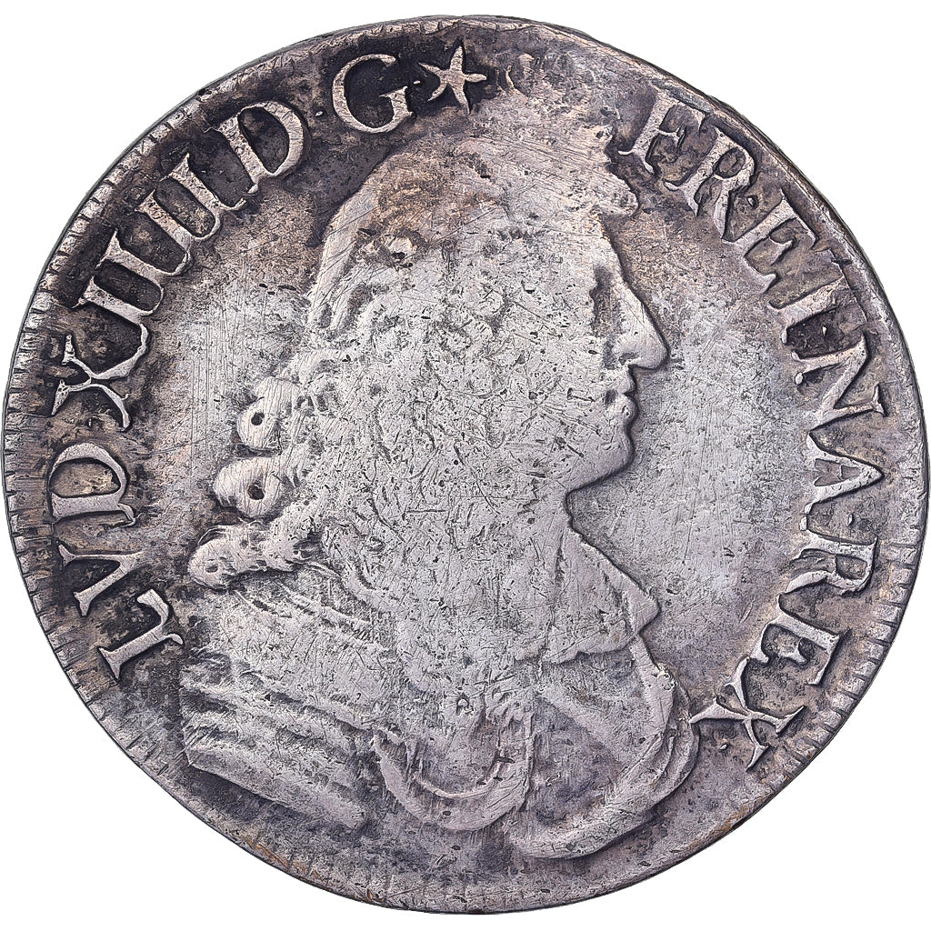 France, Louis XIV, Écu à la cravate, 1678, Bayonne, Silver, VF(30-35)