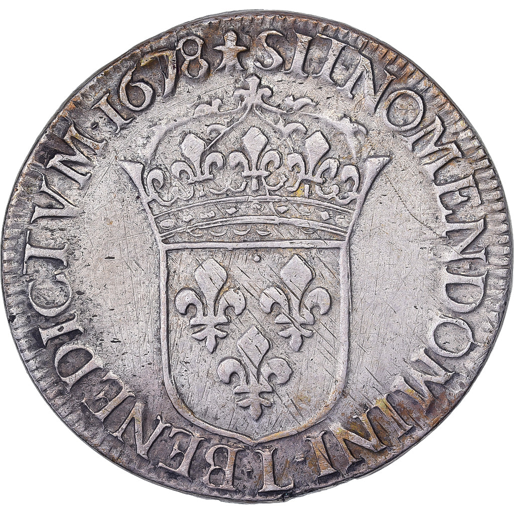 France, Louis XIV, Écu à la cravate, 1678, Bayonne, Silver, VF(30-35)