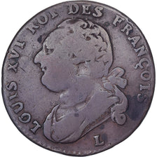 France, Louis XVI, 12 deniers françois, 1793·4, Bayonne, Cuivre, TB