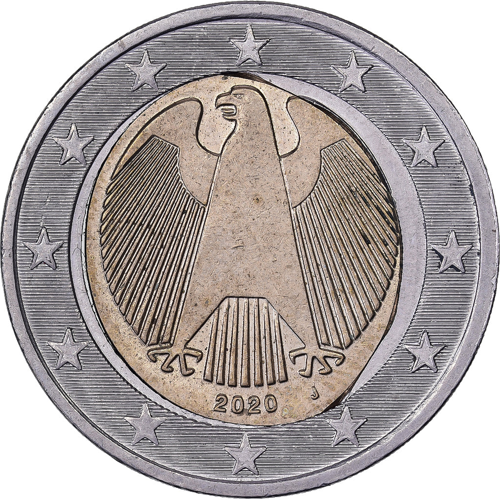 Deutschland, 2 Euro, error misaligned core, 2020, Hamburg, Bi-Metallic, VZ+