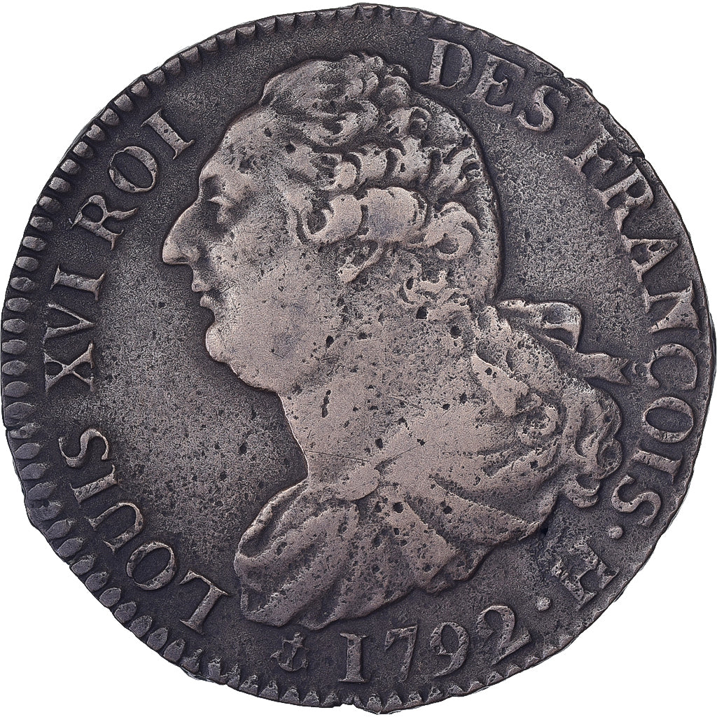 Francja, Louis XVI, 2 Sols, 1792 / AN 4, La Rochelle, Brązowy, AU(50-53)