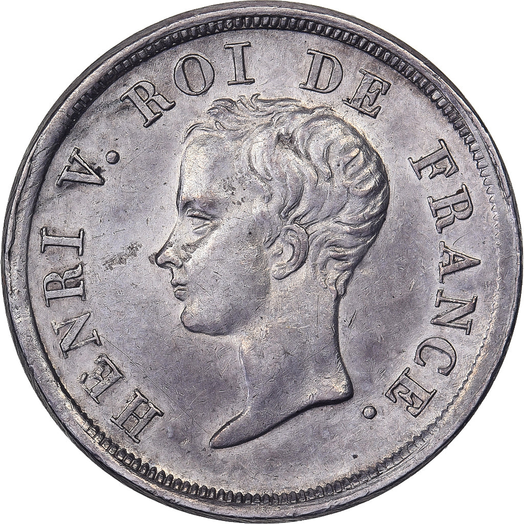 France, Henri V, 1/2 Franc, 1833, Paris, Silver, MS(60-62), Gadoury:404