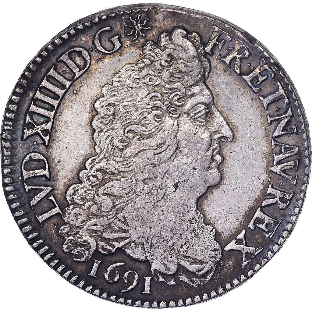 France, Louis XIV, 1/2 Écu aux 8 L, 1691, Paris, Silver, EF(40-45), Gadoury:184