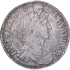Francia, Louis XIV, 1/2 Écu, portrait apollinien, 1662, Bayonne, Plata, BC+