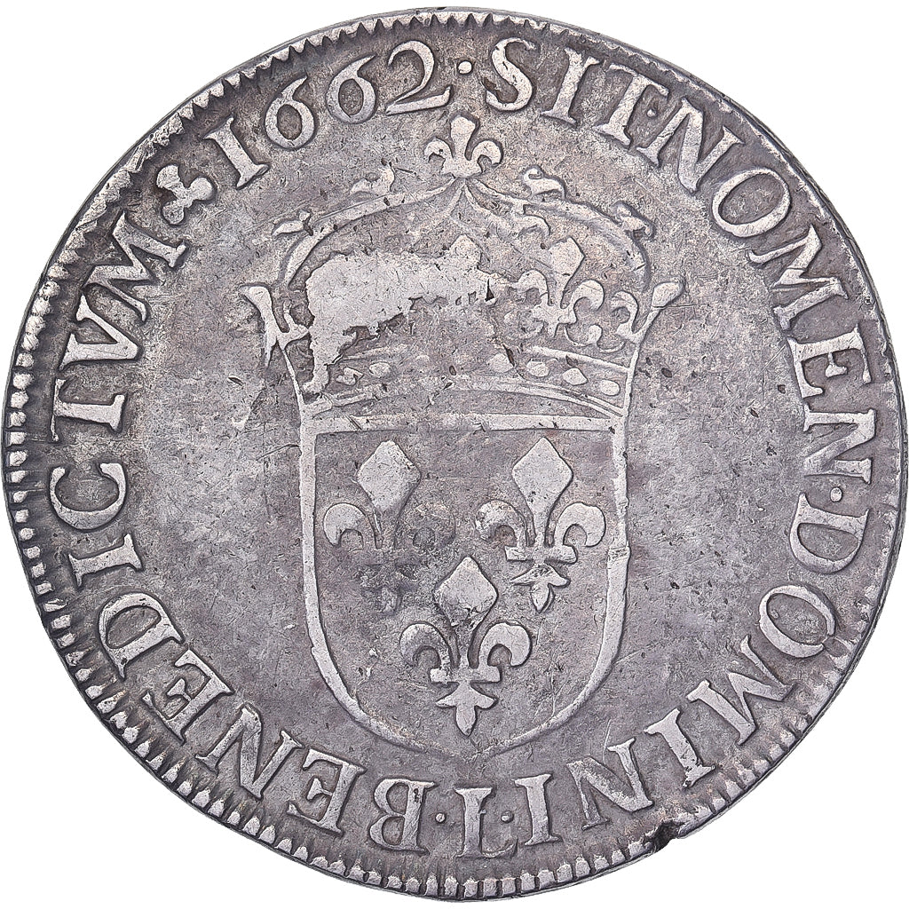 Frankreich, Louis XIV, 1/2 Écu, portrait apollinien, 1662, Bayonne, Silber, S+