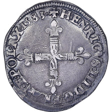 France, Henri III, 1/4 Ecu, 1583, Bayonne, Argent, TB+, Gadoury:494A