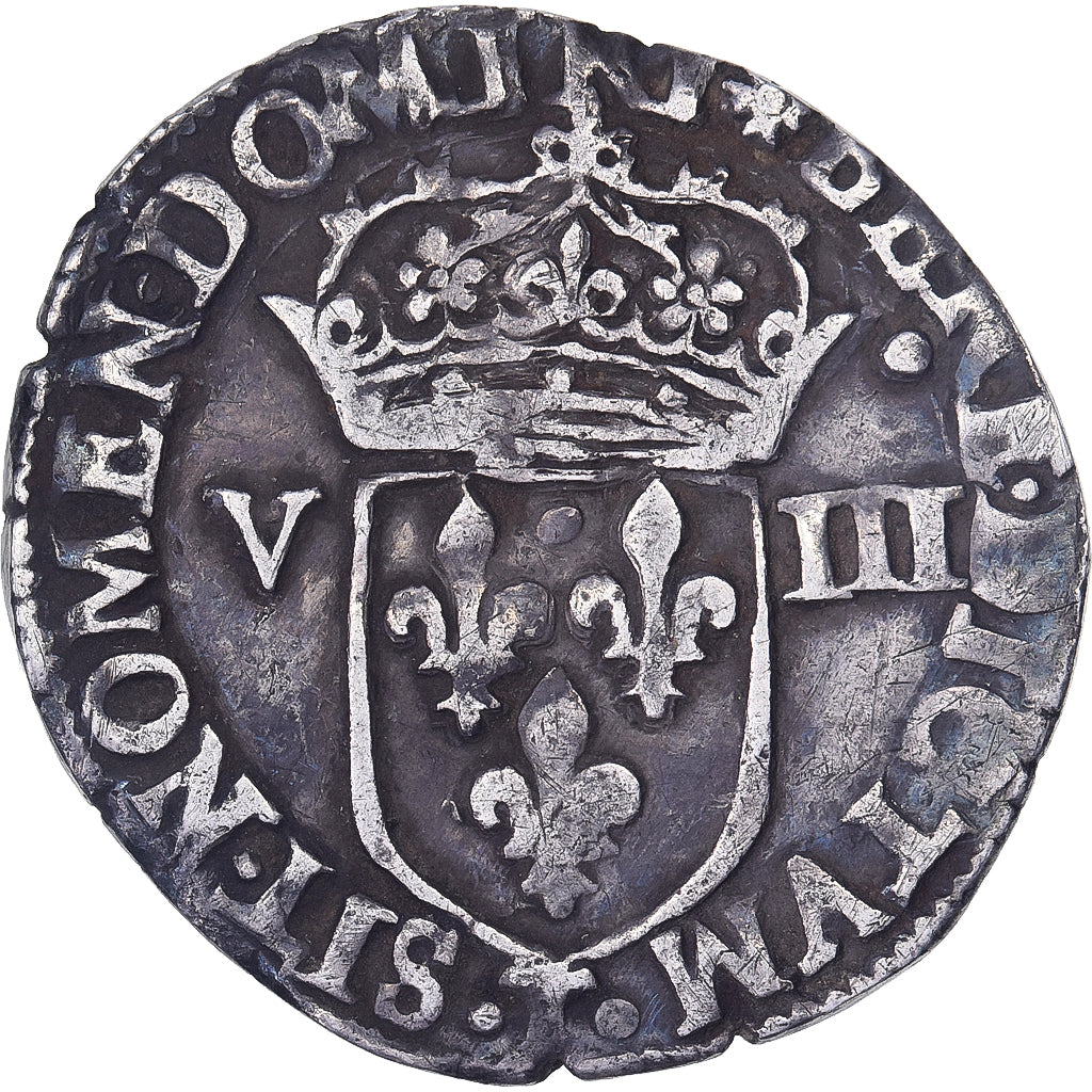 France, Henri III, 1/8 Ecu, 1587, Nantes, Silver, VF(30-35), Gadoury:485