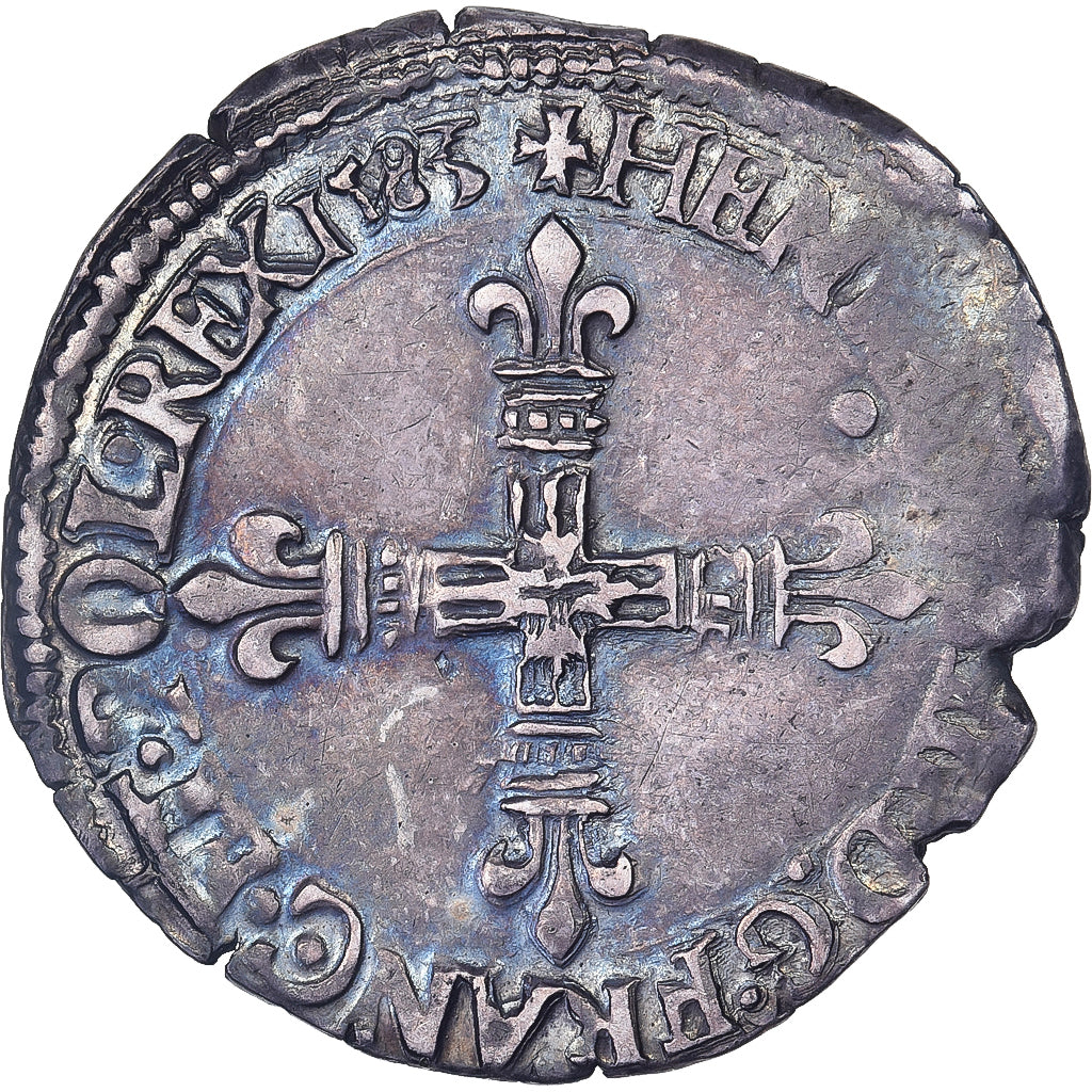 France, Henri III, 1/8 Ecu, 1583, Nantes, Argent, TTB, Gadoury:485