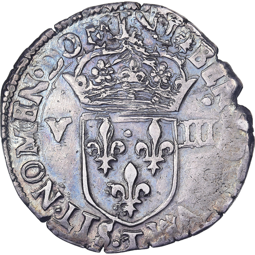 France, Henri III, 1/8 Ecu, 1583, Nantes, Argent, TTB, Gadoury:485