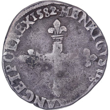 France, Henri III, 1/4 Ecu, 1582, Rennes, Argent, B+, Gadoury:485