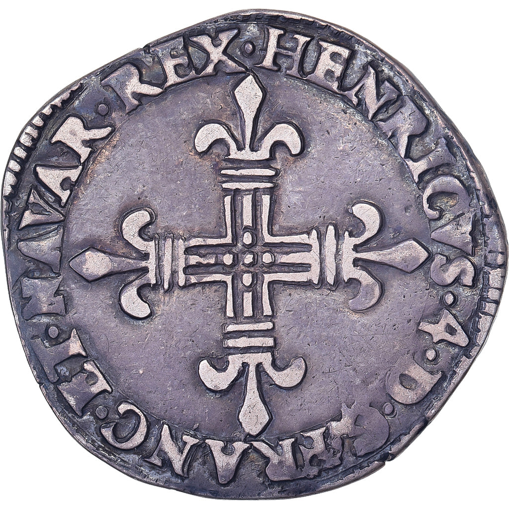France, Henri IV, 1/4 Écu de Navarre, 1600, Saint-Palais, Silver, VF(30-35)