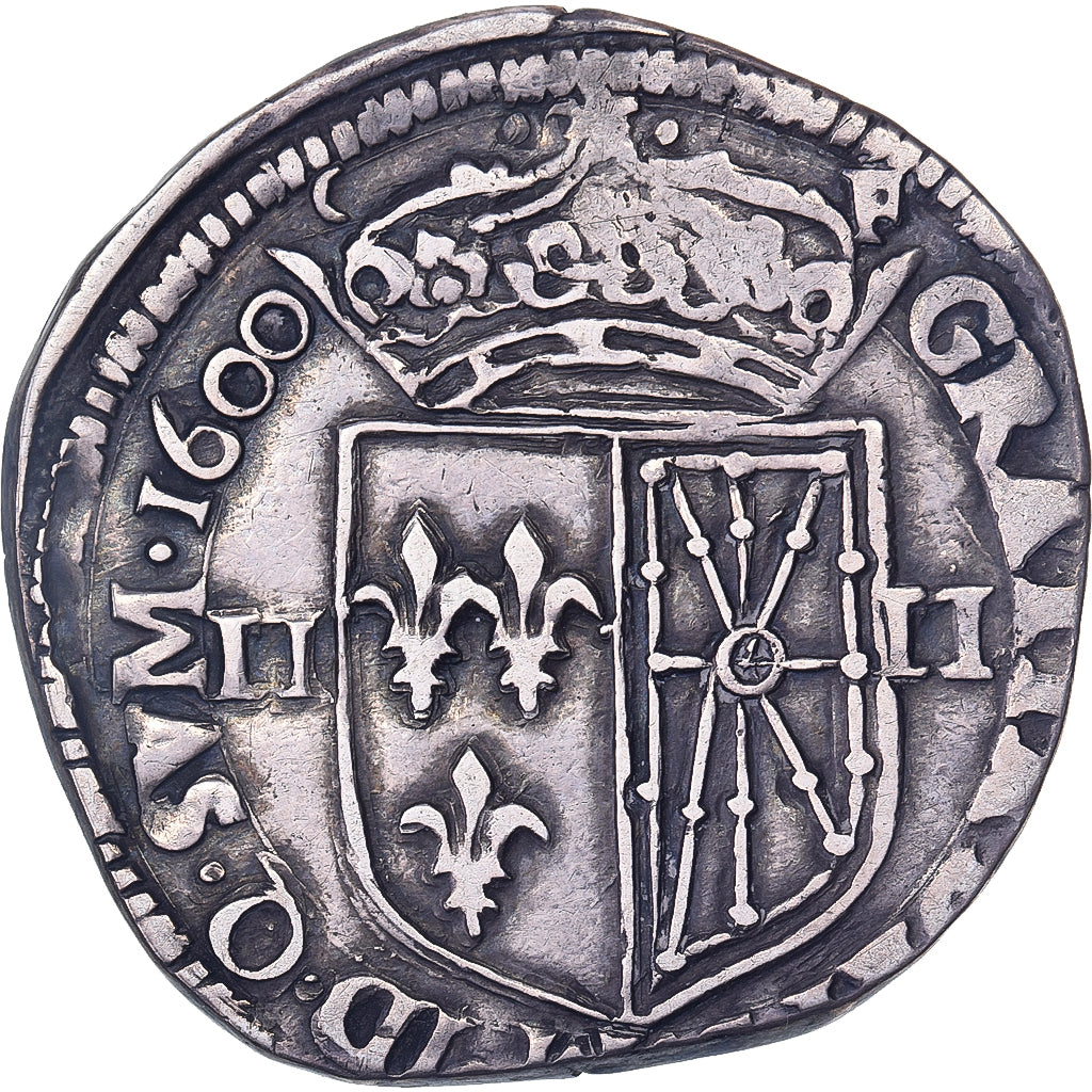 France, Henri IV, 1/4 Écu de Navarre, 1600, Saint-Palais, Silver, VF(30-35)