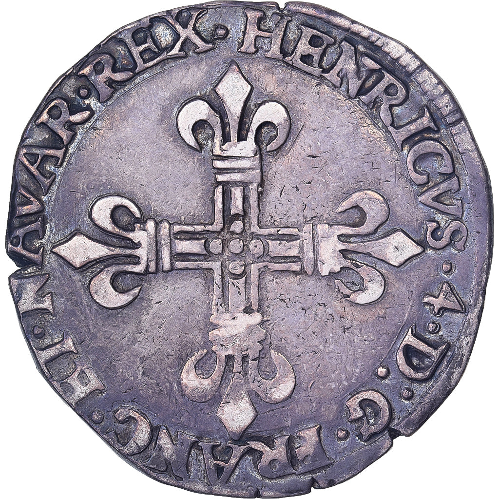 Francia, Henri IV, 1/4 Écu de Navarre, 1605, Saint-Palais, Plata, MBC