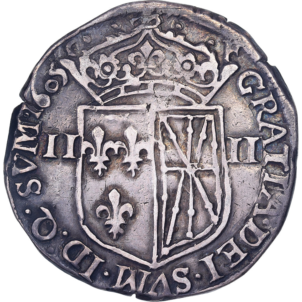 Francia, Henri IV, 1/4 Écu de Navarre, 1605, Saint-Palais, Plata, MBC
