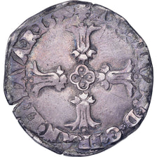 Francja, Henri IV, 1/4 Ecu, 1590, Bayonne, Srebro, VF(30-35), Gadoury:597A