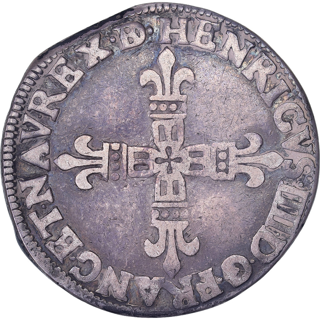 France, Henri IV, 1/4 Ecu de Béarn, 1609, Pau, Silver, VF(30-35), Gadoury:603