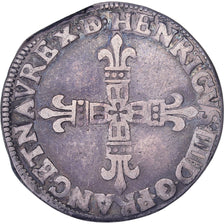 France, Henri IV, 1/4 Ecu de Béarn, 1609, Pau, Silver, VF(30-35), Gadoury:603