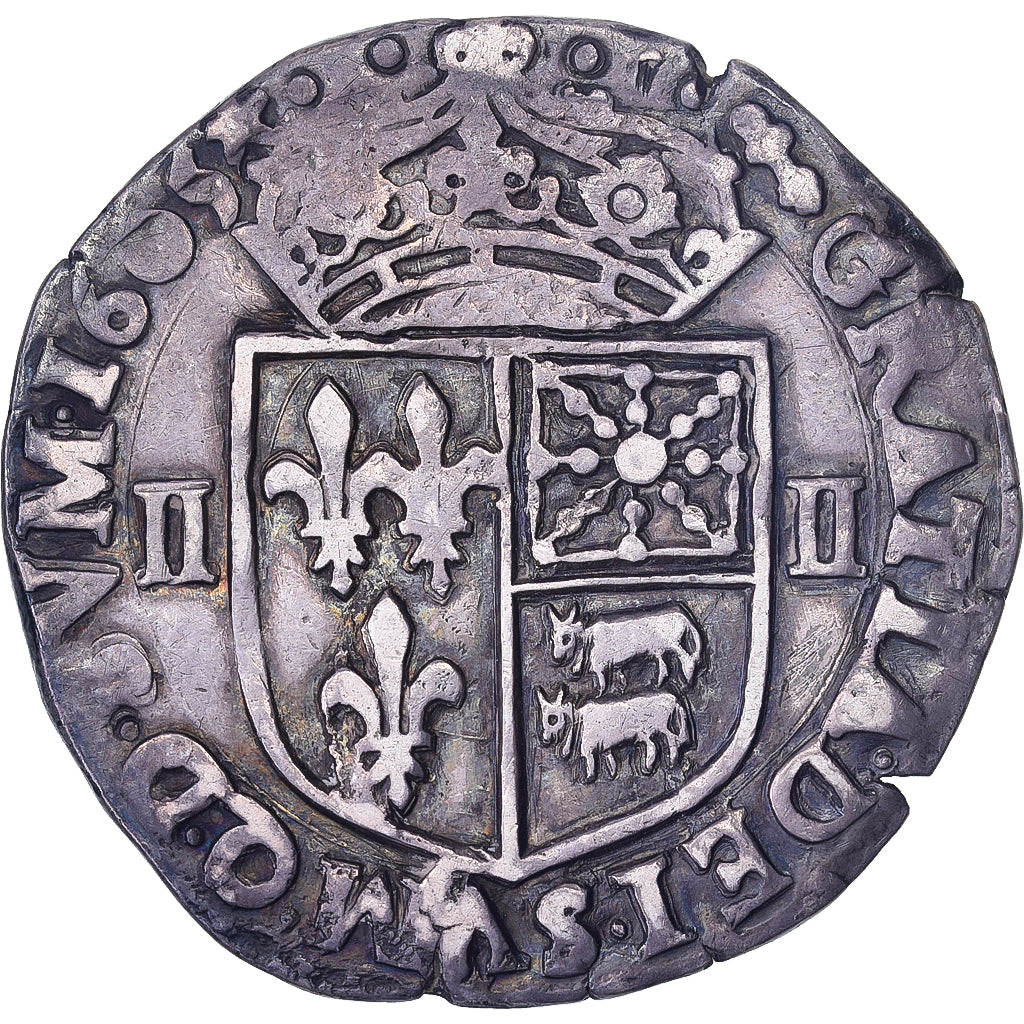 Francia, Henri IV, 1/4 Ecu de Béarn, 1605, Morlaas, Plata, MBC, Gadoury:603