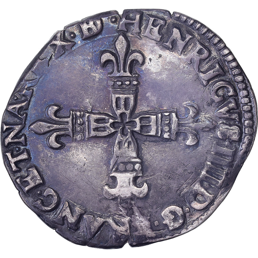 Francia, Henri IV, 1/4 Ecu de Béarn, 1605, Morlaas, Plata, MBC, Gadoury:603