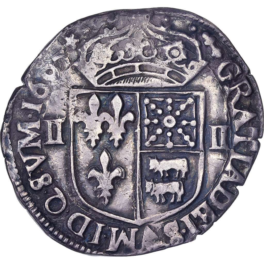 Francia, Henri IV, 1/4 Ecu de Béarn, 1605, Morlaas, Plata, MBC, Gadoury:603