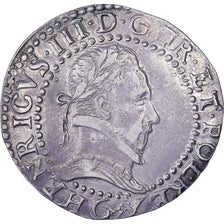 Francia, Henri III, 1/2 Franc au col plat, 1587, Poitiers, Plata, MBC+