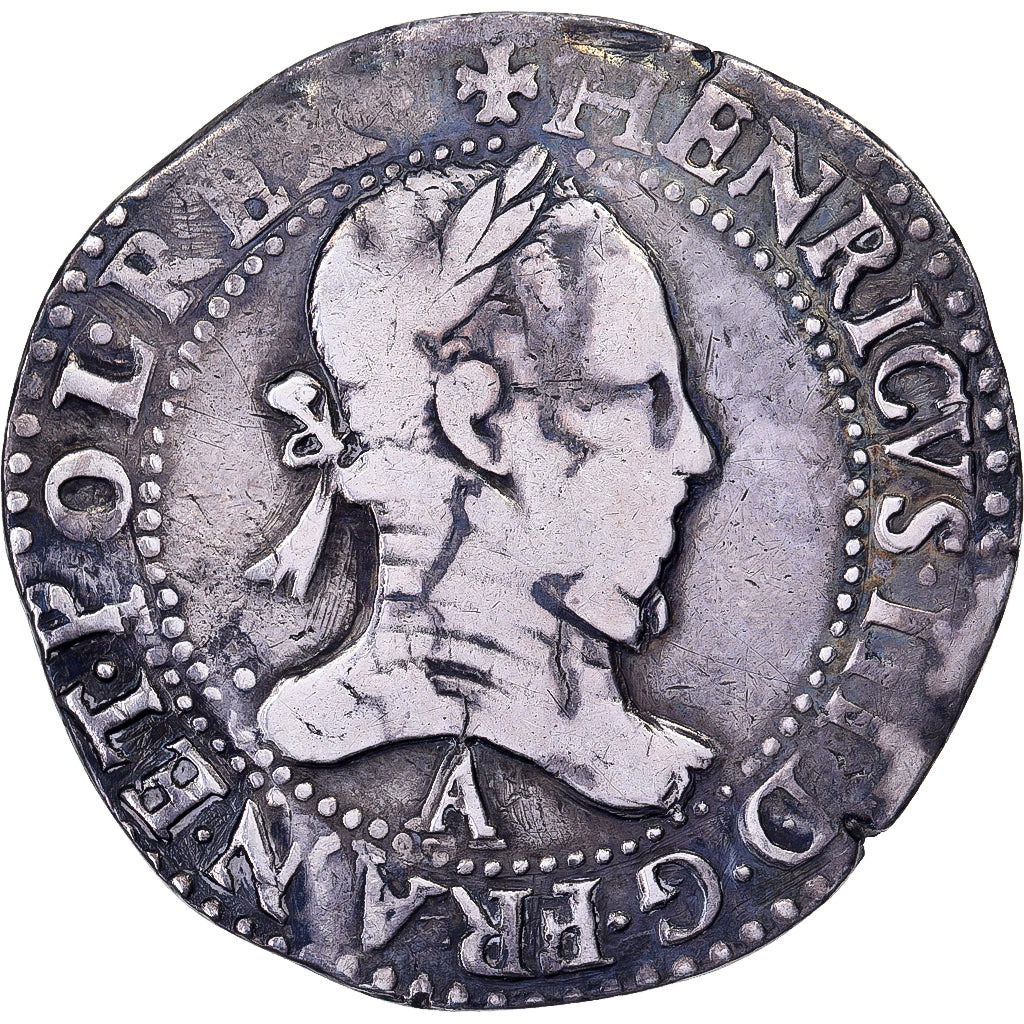 Francia, Henri III, Franc au Col Plat, 1582, Paris, Argento, MB+, Gadoury:496