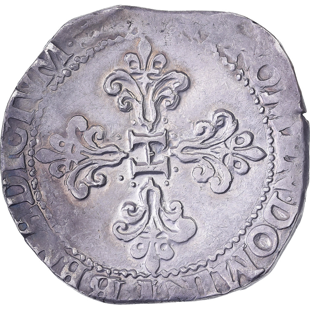 Frankrijk, Henri III, Franc au Col Plat, 1580, Bordeaux, Zilver, ZF+