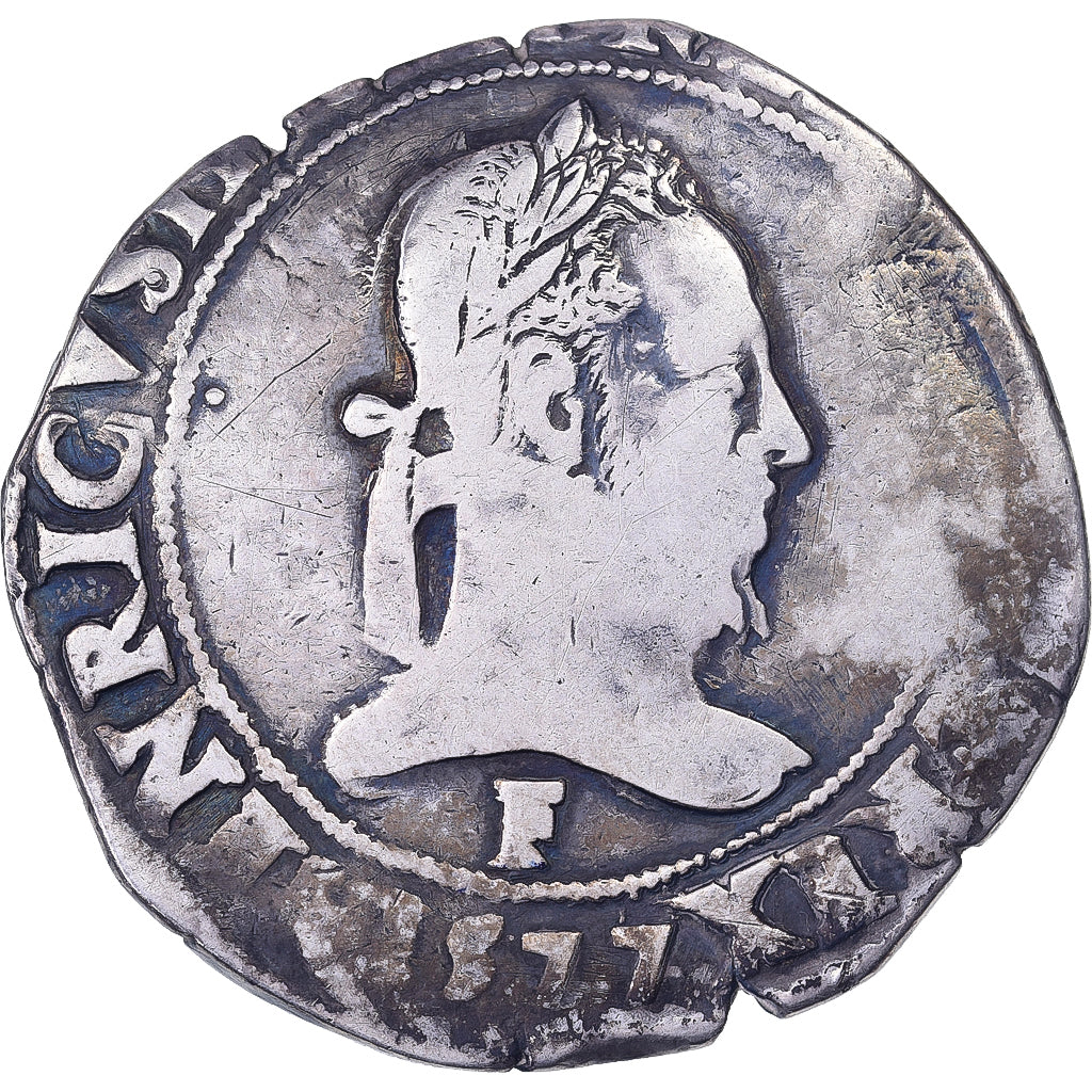 Francia, Henri III, Franc au Col Plat, 1577, Angers, Argento, MB, Gadoury:496