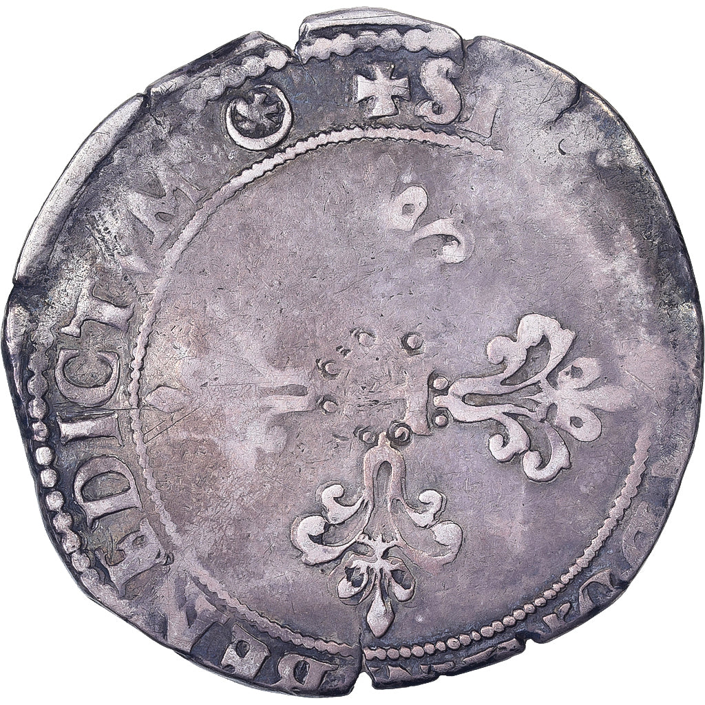 Francia, Henri III, Franc au Col Plat, 1577, Angers, Argento, MB, Gadoury:496