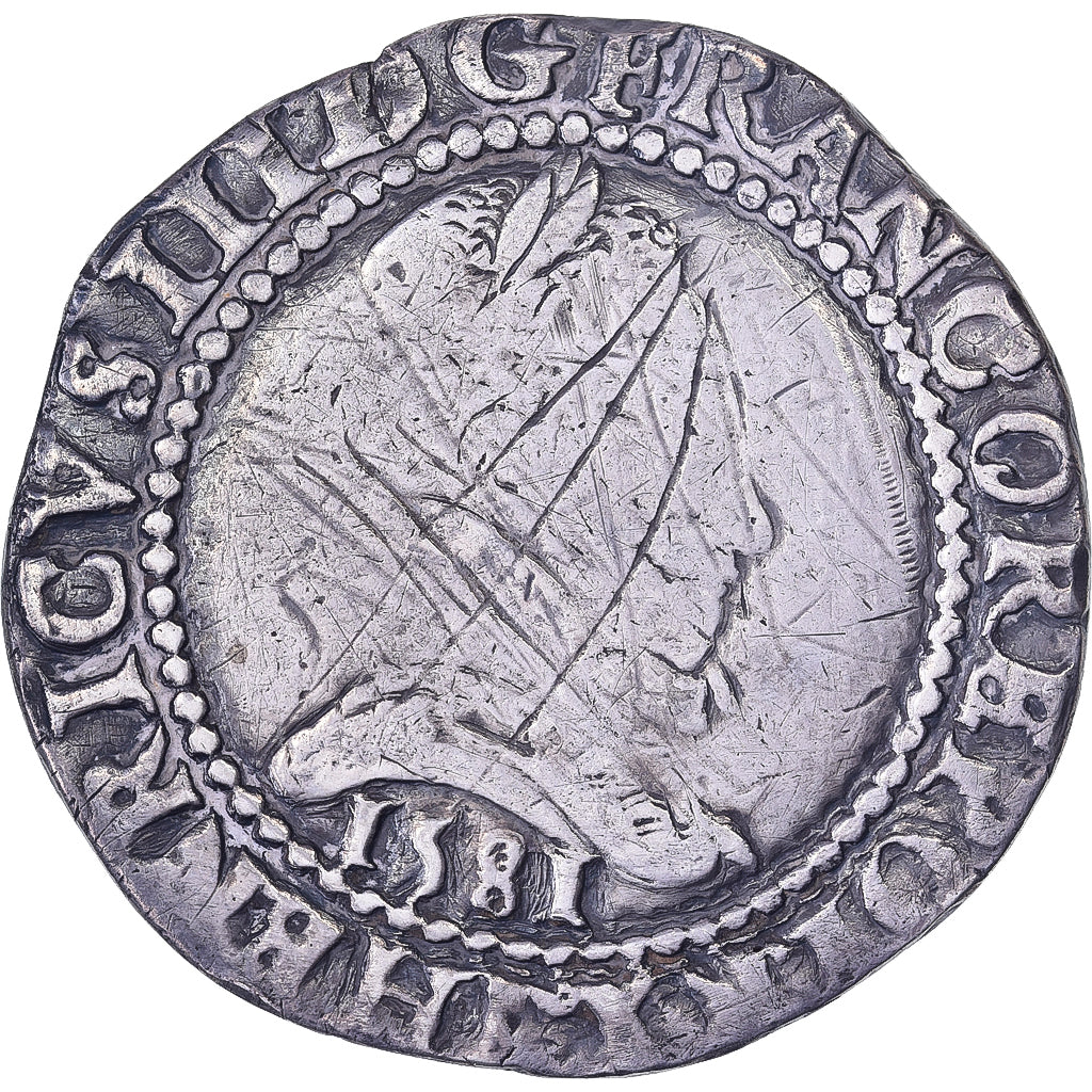 France, Henri III, Franc au Col Plat, 1581, Bordeaux?, Silver, F(12-15)