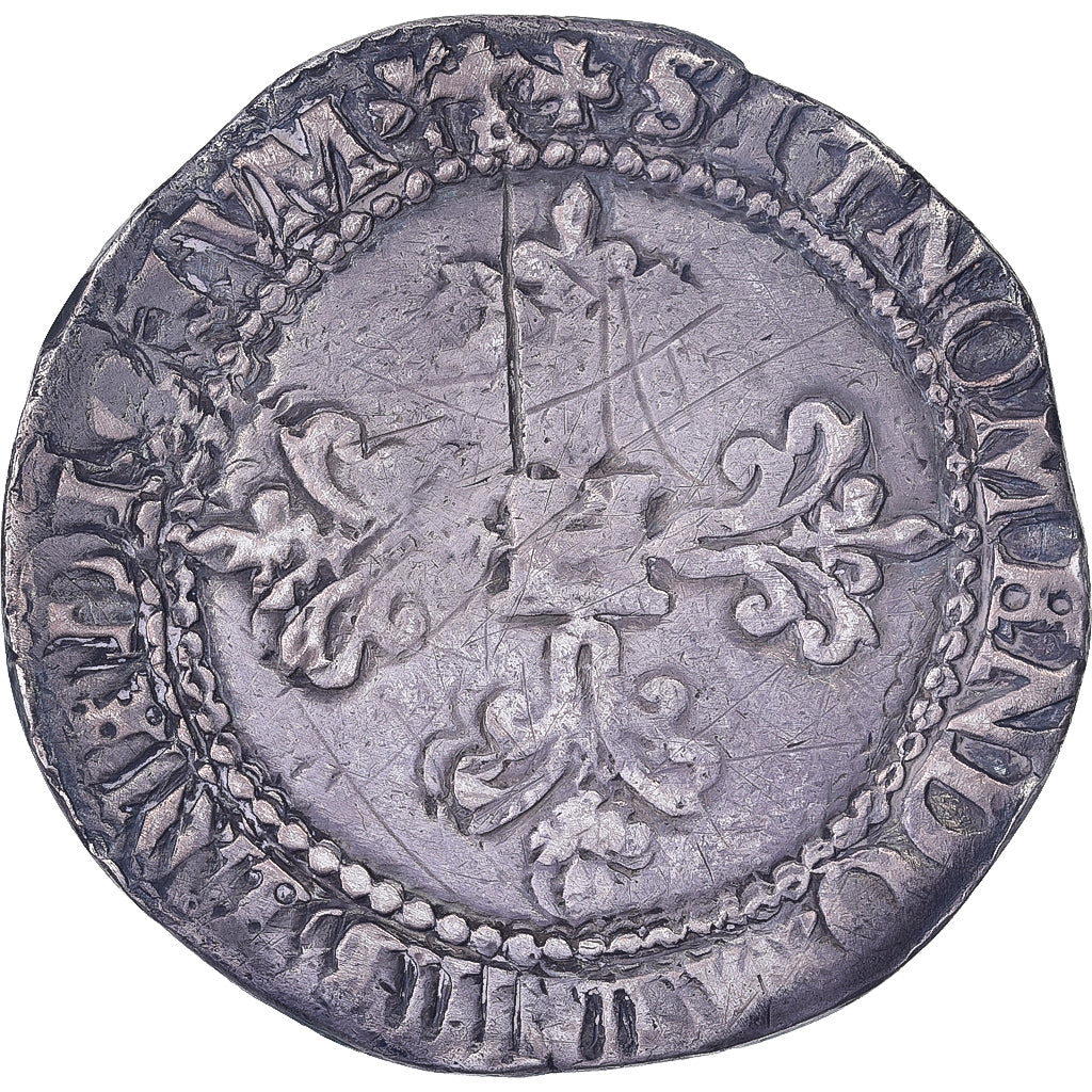France, Henri III, Franc au Col Plat, 1581, Bordeaux?, Silver, F(12-15)