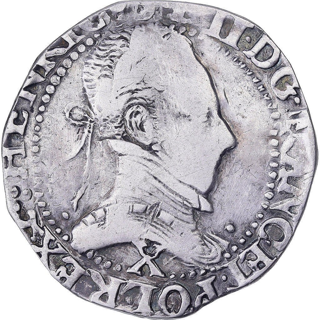 France, Henri III, 1/2 Franc au col plat, 1587, Amiens, Argent, TB, Gadoury:487