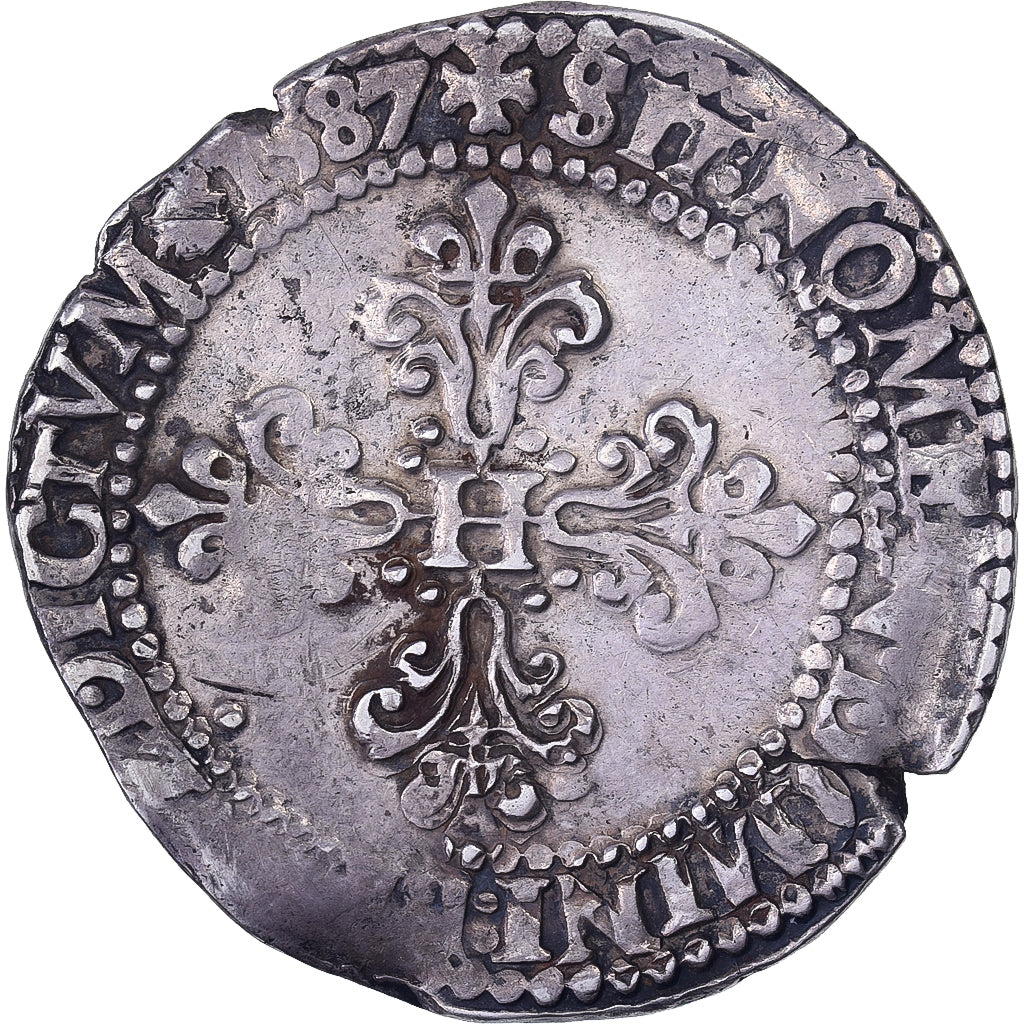 Francia, Henri III, 1/2 Franc au col plat, 1587, Paris, Argento, MB+