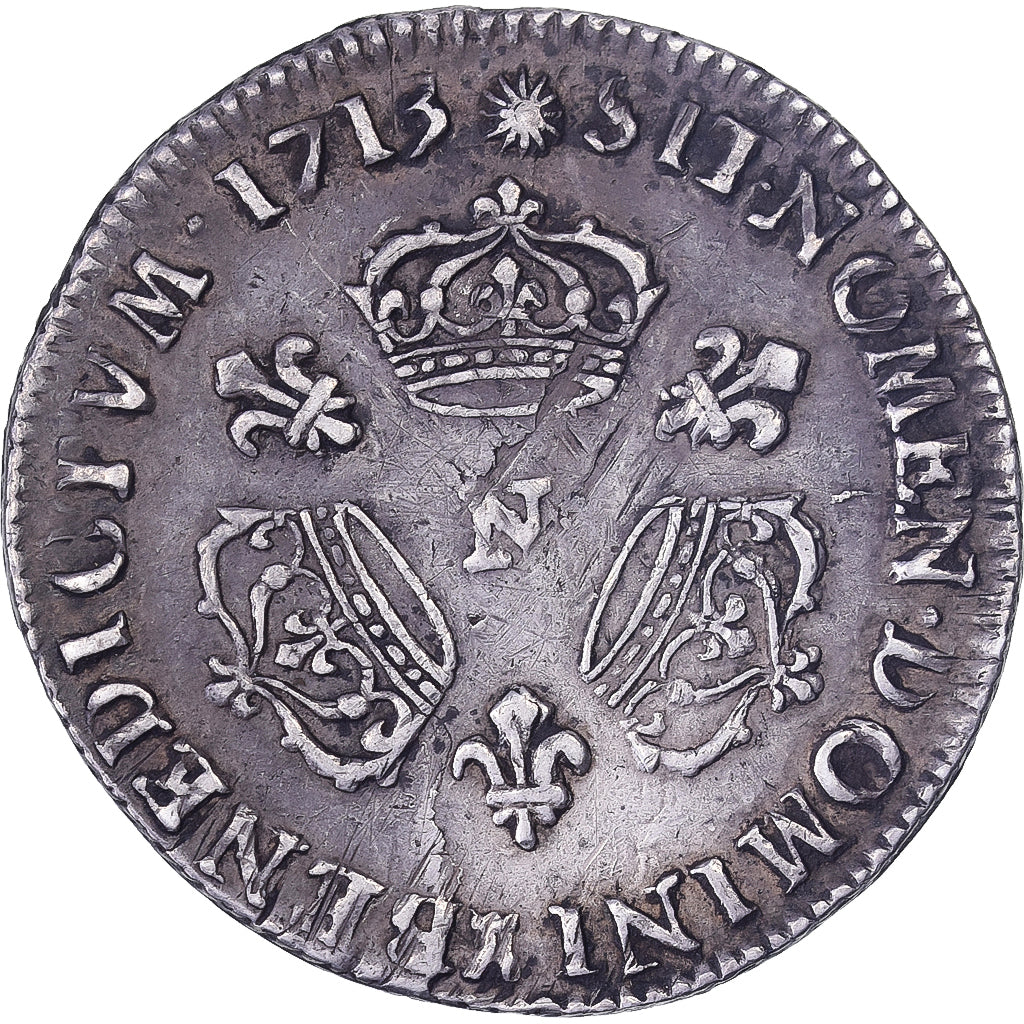 Francja, Louis XIV, 1/10 Écu aux 3 couronnes, 1713, Montpellier, Srebro