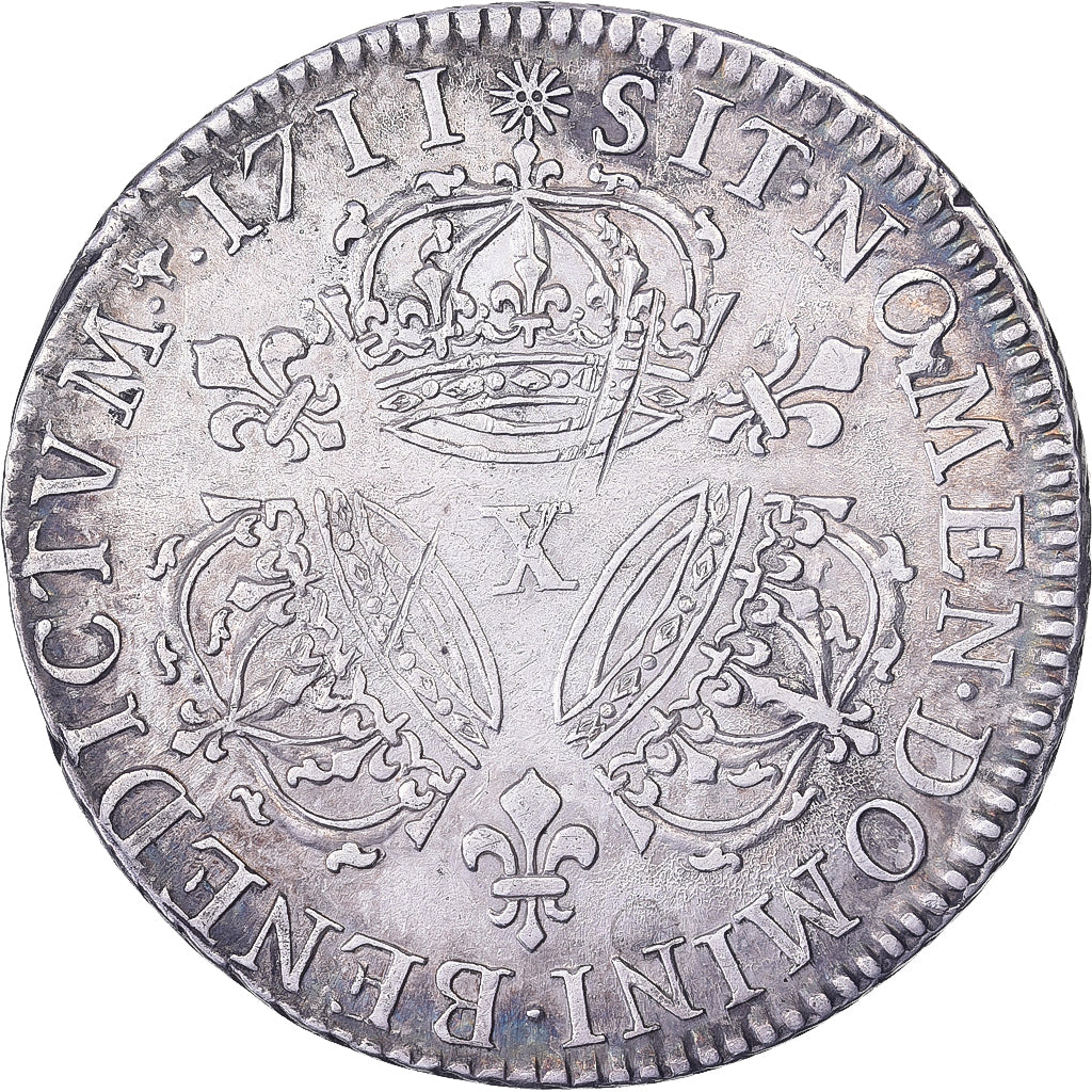 Frankrijk, Louis XIV, 1/4 Ecu aux 3 couronnes, 1711, Amiens, Zilver, ZF+