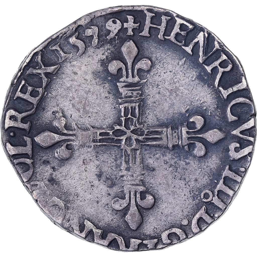 Frankrijk, Henri III, 1/4 Ecu, 1579, Rennes, Zilver, ZF, Gadoury:494