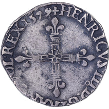 Francia, Henri III, 1/4 Ecu, 1579, Rennes, Plata, MBC, Gadoury:494