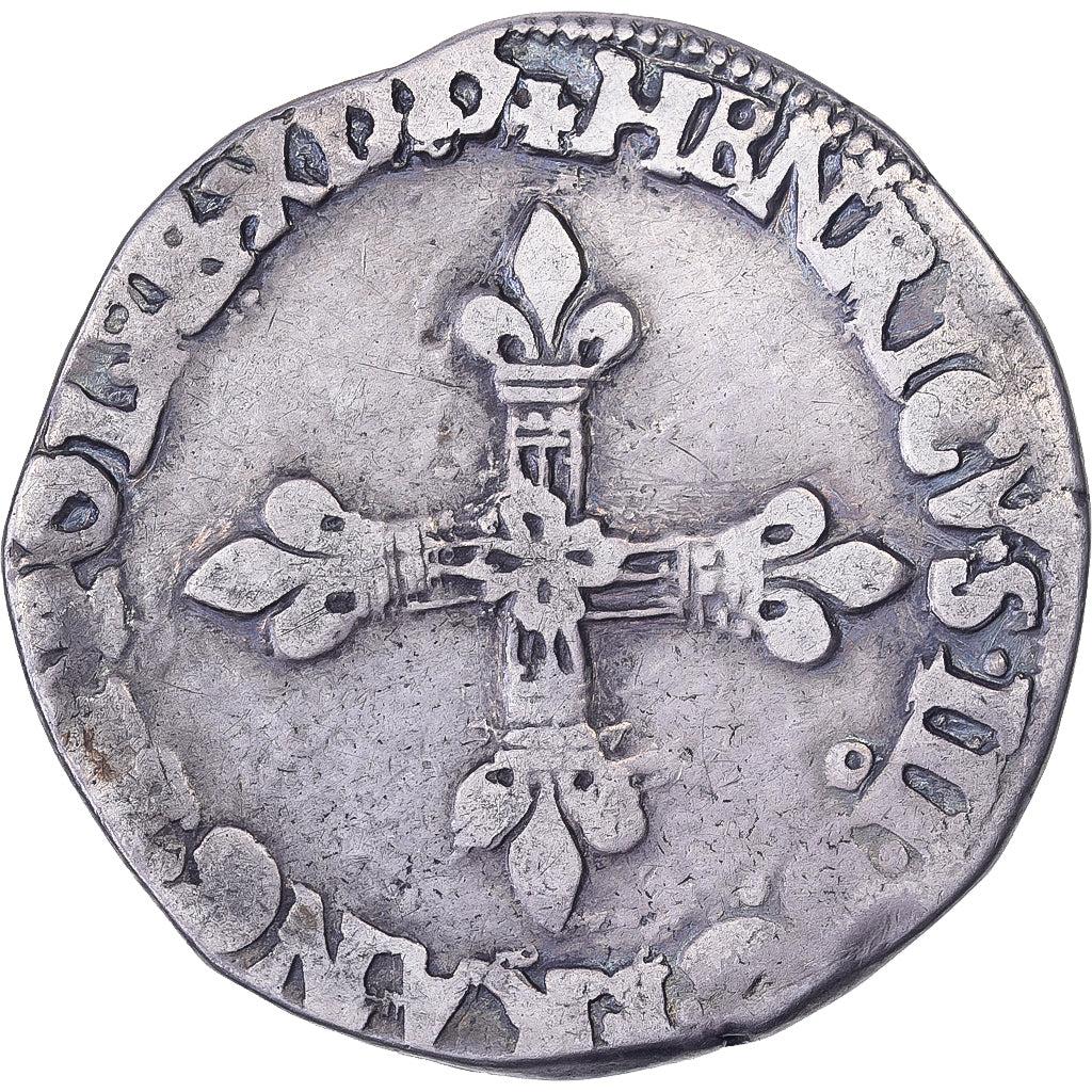 Francia, Henri III, 1/4 Ecu, 1585, Rennes, Plata, BC+, Gadoury:494