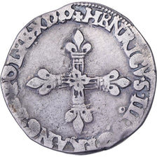 Francja, Henri III, 1/4 Ecu, 1585, Rennes, Srebro, VF(30-35), Gadoury:494