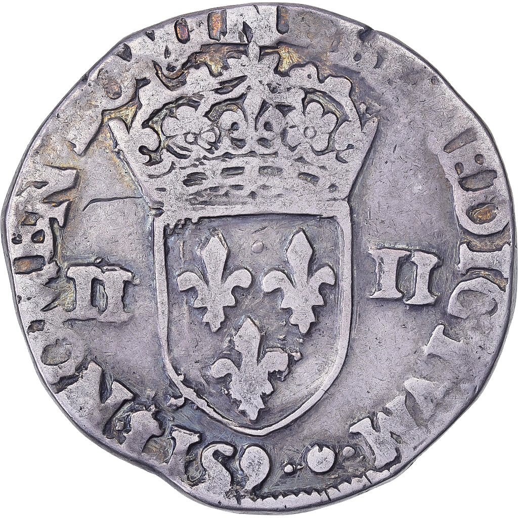 Francia, Henri III, 1/4 Ecu, 1585, Rennes, Plata, BC+, Gadoury:494