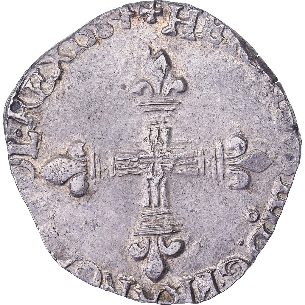 França, Henri III, 1/4 Ecu, 1584, Rennes, Prata, AU(50-53), Gadoury:494