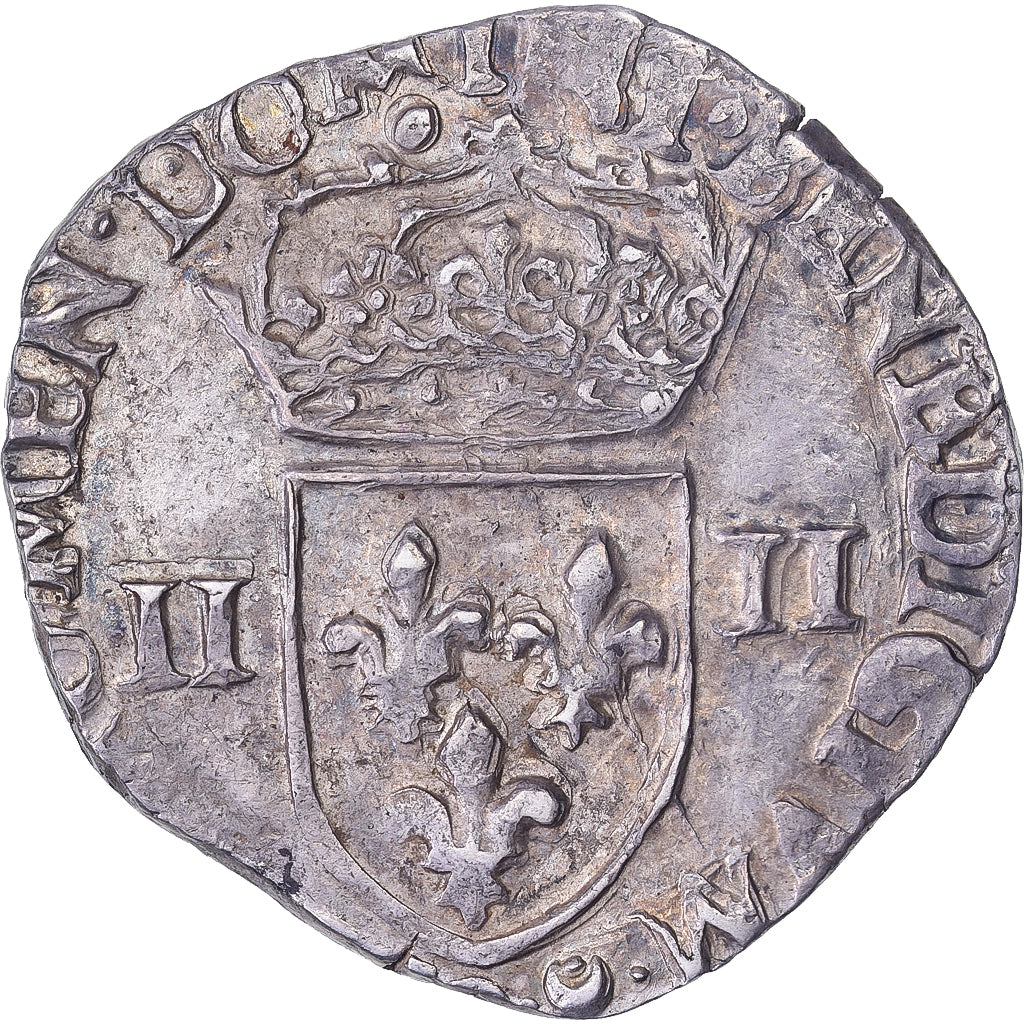 França, Henri III, 1/4 Ecu, 1584, Rennes, Prata, AU(50-53), Gadoury:494
