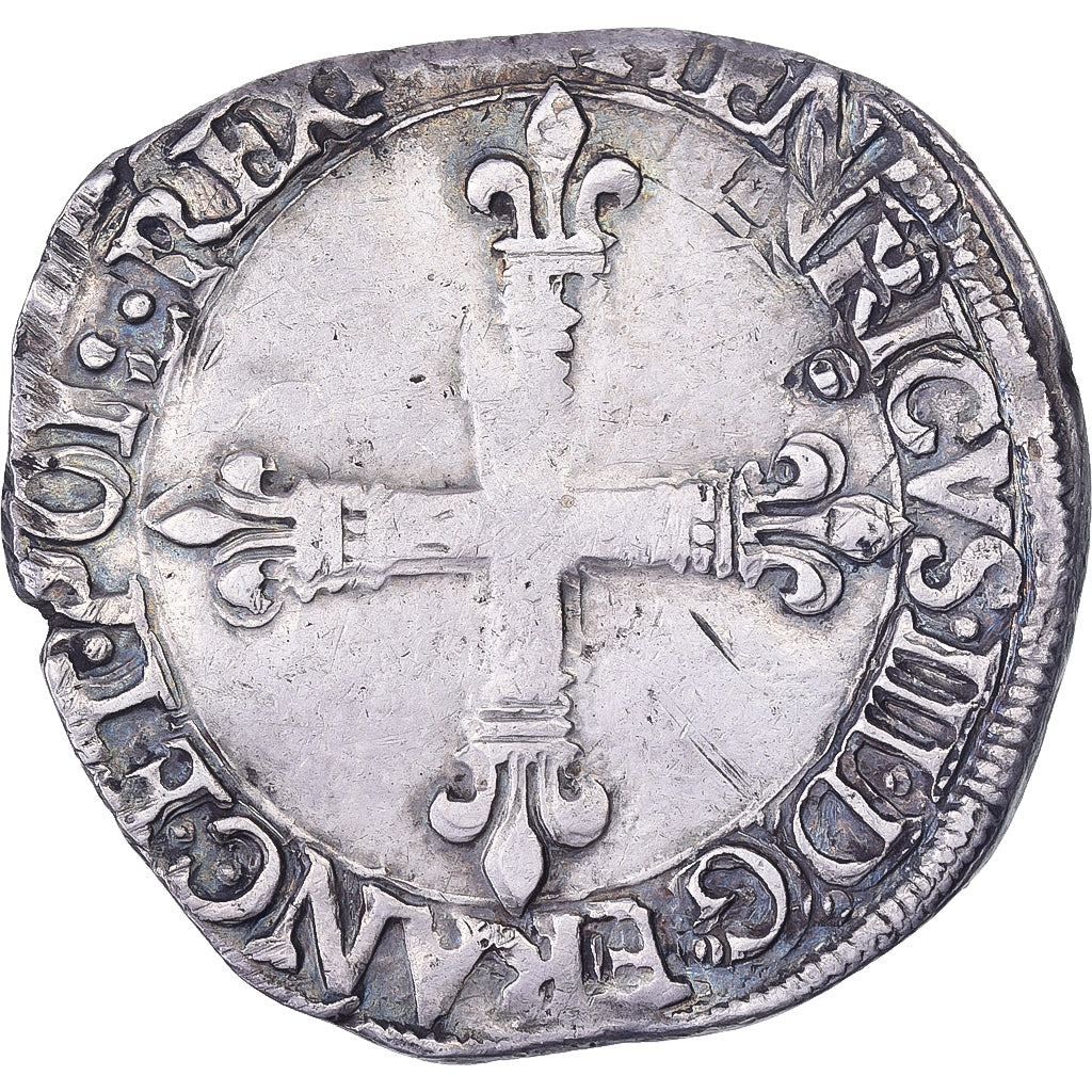 Francia, Henri III, 1/4 Ecu, Uncertain date, Nantes, Plata, BC+, Gadoury:494