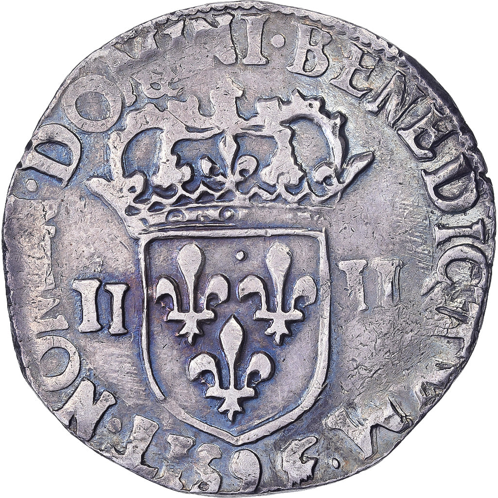 Frankrijk, Henri III, 1/4 Ecu, 1588, Rennes, Zilver, ZF, Gadoury:494