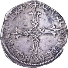 Francja, Henri IV, 1/4 Ecu, 1605, Nantes, Srebro, EF(40-45), Gadoury:597